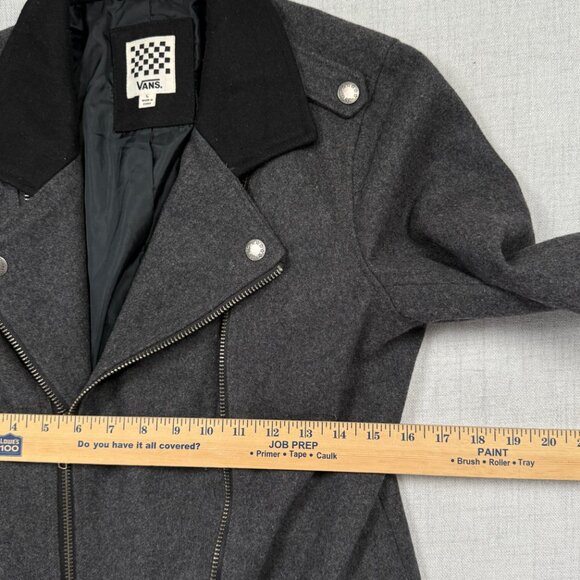 Vans Pike Moto Wool Blend Jacket Charcoal Gray Full Zip Front Size L Large - Picture 8 of 15